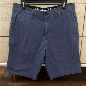 Hurley Shorts Mens 32 Navy Blue Walk Chino 9" Flat Front Casual